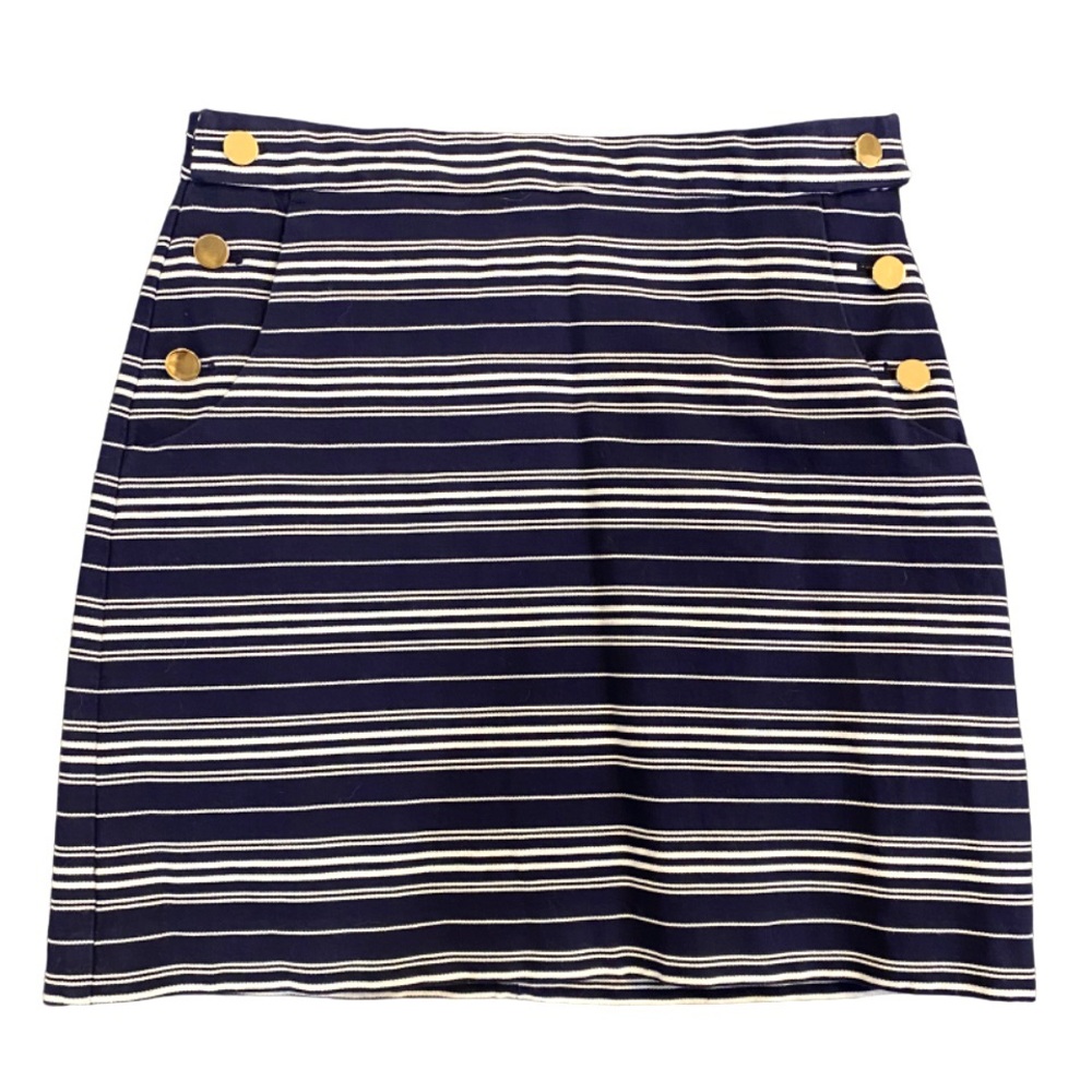 LOFT Nautical Blue White Striped Skirt - Size 4